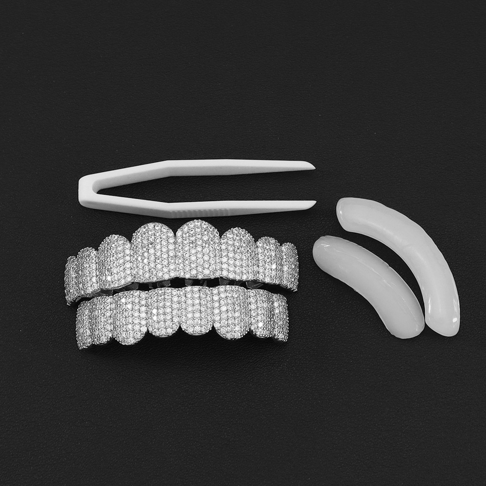 Teeth Whitening Moulds - Grillz Dentales Plateados con Circonitas Cúbicas